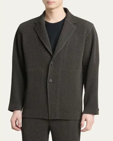 Homme Plissé Issey Miyake Men's Wool Like Light Pleated Single-Breasted Blazer | Thumbnail 4 Homme Plissé Issey Miyake Men's Wool Like Light Pleated Single-Breasted Blazer | Thumbnail 4