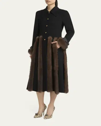 Valentino Garavani Sheep Shearling-Trim Single-Breasted Cashmere Coat | Thumbnail 4 Valentino Garavani Sheep Shearling-Trim Single-Breasted Cashmere Coat | Thumbnail 4