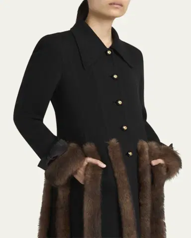 Valentino Garavani Sheep Shearling-Trim Single-Breasted Cashmere Coat | Thumbnail 5 Valentino Garavani Sheep Shearling-Trim Single-Breasted Cashmere Coat | Thumbnail 5