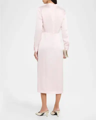 Gabriela Hearst Josef Draped Textured Silk Long-Sleeve Midi Dress With Belt | Thumbnail 7 Gabriela Hearst Josef Draped Textured Silk Long-Sleeve Midi Dress With Belt | Thumbnail 7