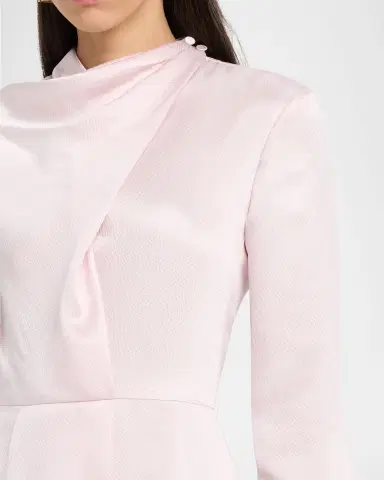 Gabriela Hearst Josef Draped Textured Silk Long-Sleeve Midi Dress With Belt | Thumbnail 9 Gabriela Hearst Josef Draped Textured Silk Long-Sleeve Midi Dress With Belt | Thumbnail 9