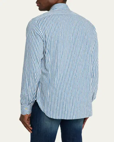 Kiton Men's Cotton-Stretch Stripe Button-Down Shirt | Thumbnail 3 Kiton Men's Cotton-Stretch Stripe Button-Down Shirt | Thumbnail 3