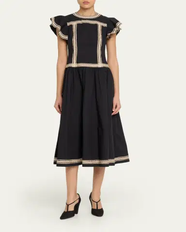 Ulla Johnson Delphina Ricrac Embellished Sleeveless Midi Dress | Thumbnail 2 Ulla Johnson Delphina Ricrac Embellished Sleeveless Midi Dress | Thumbnail 2