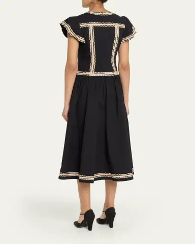 Ulla Johnson Delphina Ricrac Embellished Sleeveless Midi Dress | Thumbnail 3 Ulla Johnson Delphina Ricrac Embellished Sleeveless Midi Dress | Thumbnail 3