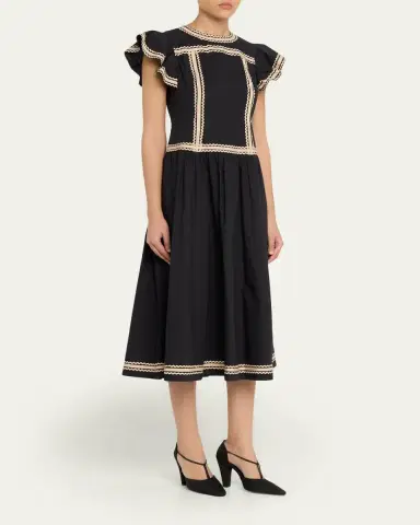 Ulla Johnson Delphina Ricrac Embellished Sleeveless Midi Dress | Thumbnail 4 Ulla Johnson Delphina Ricrac Embellished Sleeveless Midi Dress | Thumbnail 4
