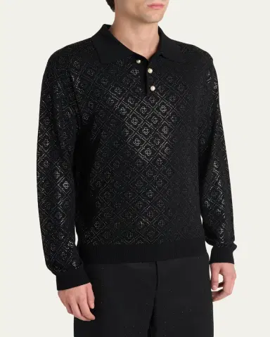 CASABLANCA Men's Hot Fix Monogram ong-Sleeve Shirt | Thumbnail 4 CASABLANCA Men's Hot Fix Monogram ong-Sleeve Shirt | Thumbnail 4