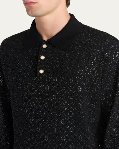 CASABLANCA Men's Hot Fix Monogram ong-Sleeve Shirt | Thumbnail 5 CASABLANCA Men's Hot Fix Monogram ong-Sleeve Shirt | Thumbnail 5