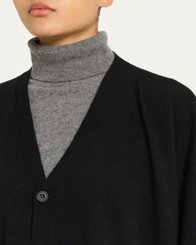 Eskandar Cashmere Wide V Neck Cardigan - 3/4 Length | Thumbnail 5 Eskandar Cashmere Wide V Neck Cardigan - 3/4 Length | Thumbnail 5