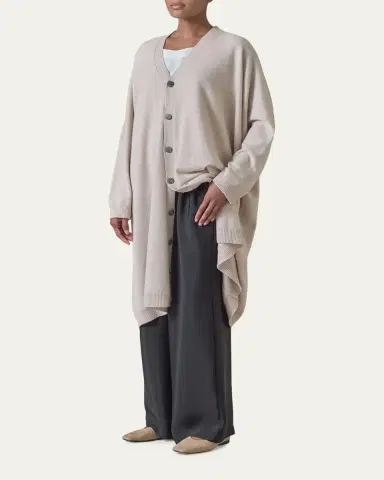 Eskandar Cashmere Wide V Neck Cardigan - 3/4 Length | Thumbnail 9 Eskandar Cashmere Wide V Neck Cardigan - 3/4 Length | Thumbnail 9