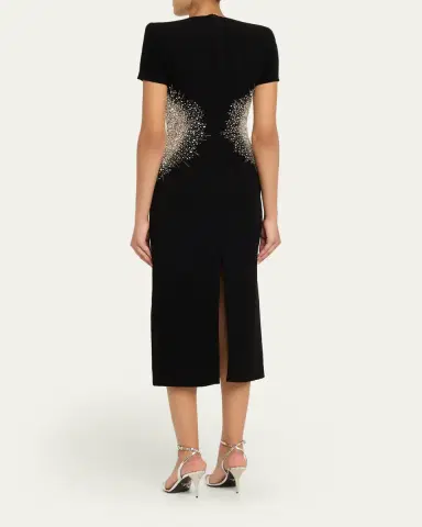 Naeem Khan Crystal Embellished Short-Sleeve Midi Dress | Thumbnail 3 Naeem Khan Crystal Embellished Short-Sleeve Midi Dress | Thumbnail 3
