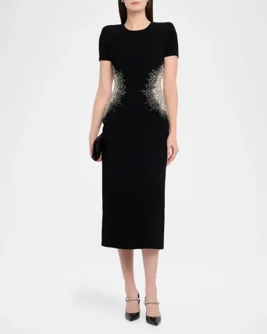 Naeem Khan Crystal Embellished Short-Sleeve Midi Dress | Thumbnail 6 Naeem Khan Crystal Embellished Short-Sleeve Midi Dress | Thumbnail 6
