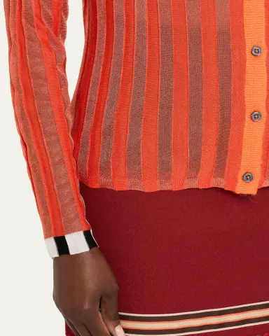 CHRISTOPHER JOHN ROGERS Metallic Pleated Knit Crewneck Cardigan | Thumbnail 5 CHRISTOPHER JOHN ROGERS Metallic Pleated Knit Crewneck Cardigan | Thumbnail 5