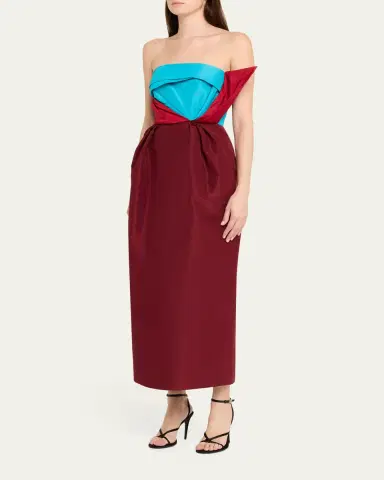 CHRISTOPHER JOHN ROGERS Gathered Colorblock Strapless Maxi Dress | Thumbnail 4 CHRISTOPHER JOHN ROGERS Gathered Colorblock Strapless Maxi Dress | Thumbnail 4