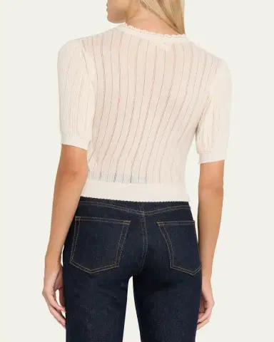 Ulla Johnson Gemma Puff-Sleeve Pointelle Knit Top | Thumbnail 3 Ulla Johnson Gemma Puff-Sleeve Pointelle Knit Top | Thumbnail 3