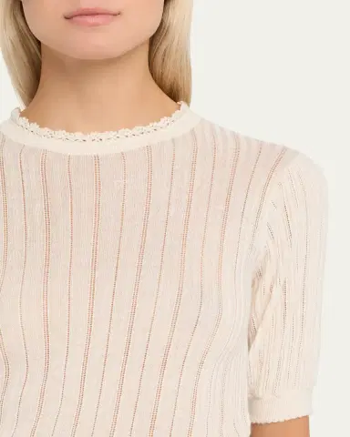 Ulla Johnson Gemma Puff-Sleeve Pointelle Knit Top | Thumbnail 5 Ulla Johnson Gemma Puff-Sleeve Pointelle Knit Top | Thumbnail 5