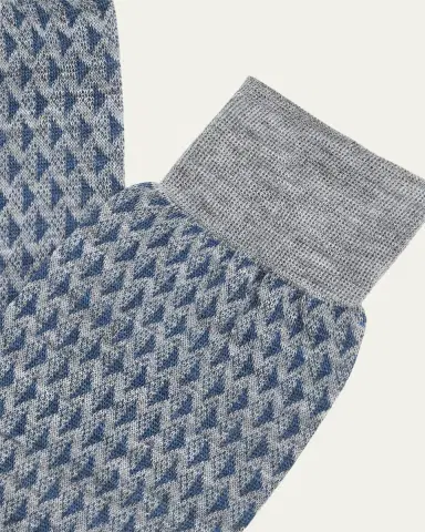Bresciani en's Cotton-Stretch Geometric Mid-Calf Socks | Thumbnail 2 Bresciani en's Cotton-Stretch Geometric Mid-Calf Socks | Thumbnail 2