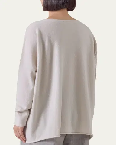 Eskandar Slim Sleeve Raw-Edge Bateau Neck Top - Mid Plus Length | Thumbnail 3 Eskandar Slim Sleeve Raw-Edge Bateau Neck Top - Mid Plus Length | Thumbnail 3