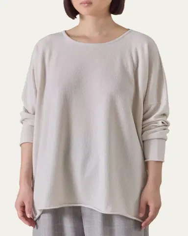 Eskandar Slim Sleeve Raw-Edge Bateau Neck Top - Mid Plus Length | Thumbnail 4 Eskandar Slim Sleeve Raw-Edge Bateau Neck Top - Mid Plus Length | Thumbnail 4