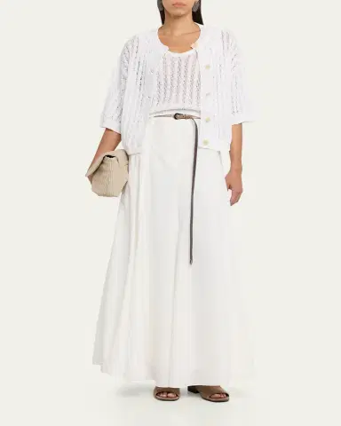 Brunello Cucinelli Linen Pailette Charming Cable-Knit Cardigan | Thumbnail 2 Brunello Cucinelli Linen Pailette Charming Cable-Knit Cardigan | Thumbnail 2