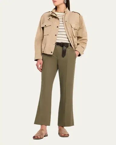 Brunello Cucinelli Linen Twill Kickflare Cigarette Pants | Thumbnail 2 Brunello Cucinelli Linen Twill Kickflare Cigarette Pants | Thumbnail 2