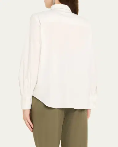 Brunello Cucinelli Monili-Trim Cotton Poplin Button-Down Shirt | Thumbnail 3 Brunello Cucinelli Monili-Trim Cotton Poplin Button-Down Shirt | Thumbnail 3