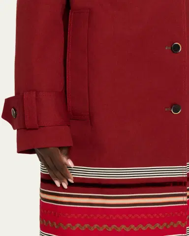 Christopher John Rogers Embroidered Stripe Belted Long Trench Coat | Thumbnail 5 Christopher John Rogers Embroidered Stripe Belted Long Trench Coat | Thumbnail 5