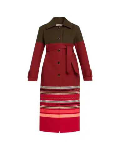 Christopher John Rogers Embroidered Stripe Belted Long Trench Coat | Thumbnail 1 Christopher John Rogers Embroidered Stripe Belted Long Trench Coat | Thumbnail 1