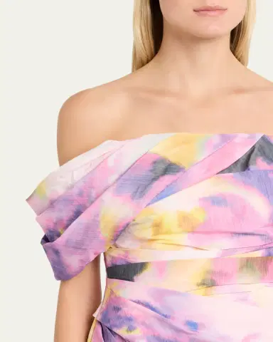 PAMELLA ROLAND Floral Taffeta Asymmetric Gown | Thumbnail 5 PAMELLA ROLAND Floral Taffeta Asymmetric Gown | Thumbnail 5