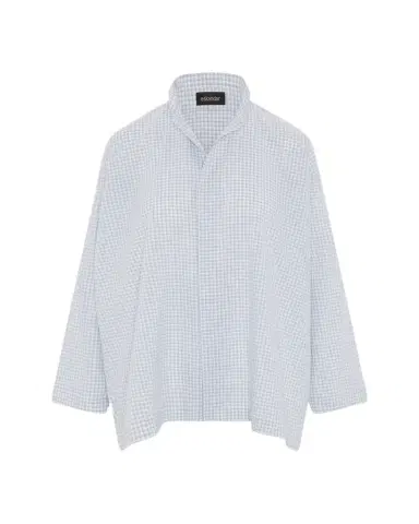 Eskandar Slim A-Line Shirt With Double Stand Collar And Stepped Insert (Long Length) | Thumbnail 1 Eskandar Slim A-Line Shirt With Double Stand Collar And Stepped Insert (Long Length) | Thumbnail 1