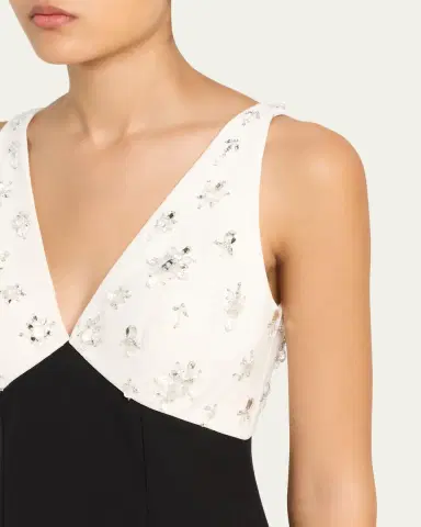 Pamella Roland Crystal Colorblock Crepe Column Gown | Thumbnail 5 Pamella Roland Crystal Colorblock Crepe Column Gown | Thumbnail 5