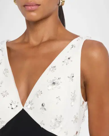 Pamella Roland Crystal Colorblock Crepe Column Gown | Thumbnail 9 Pamella Roland Crystal Colorblock Crepe Column Gown | Thumbnail 9