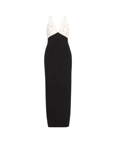 Pamella Roland Crystal Colorblock Crepe Column Gown | Thumbnail 1 Pamella Roland Crystal Colorblock Crepe Column Gown | Thumbnail 1