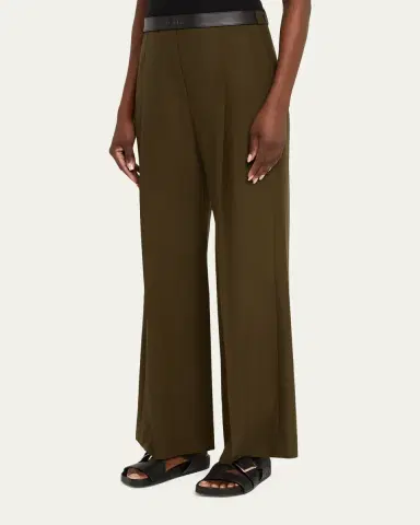 Loewe Leather Logo-Band Straight-Leg Tailored Trousers | Thumbnail 4 Loewe Leather Logo-Band Straight-Leg Tailored Trousers | Thumbnail 4