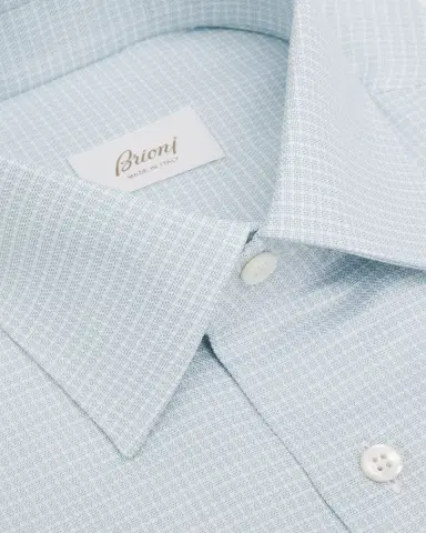 Brioni Men's Cotton Textured-Check Point Collar Dress Shirt | Thumbnail 3 Brioni Men's Cotton Textured-Check Point Collar Dress Shirt | Thumbnail 3