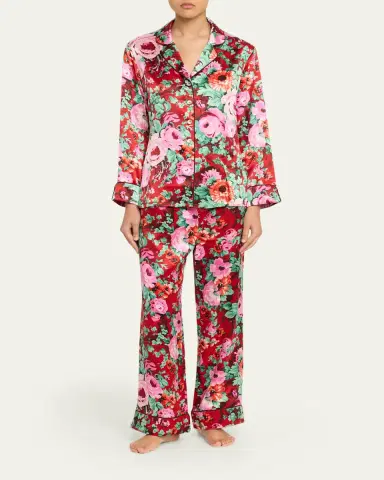 Olivia von Halle Lila Floral-Print Silk Satin Pajama Set | Thumbnail 2 Olivia von Halle Lila Floral-Print Silk Satin Pajama Set | Thumbnail 2