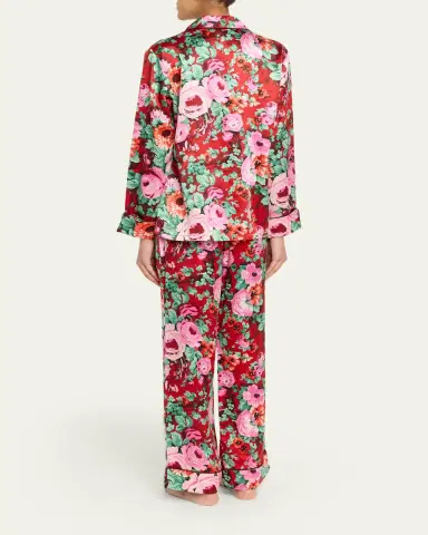 Olivia von Halle Lila Floral-Print Silk Satin Pajama Set | Thumbnail 3 Olivia von Halle Lila Floral-Print Silk Satin Pajama Set | Thumbnail 3