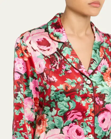 Olivia von Halle Lila Floral-Print Silk Satin Pajama Set | Thumbnail 5 Olivia von Halle Lila Floral-Print Silk Satin Pajama Set | Thumbnail 5