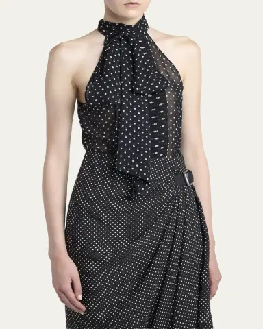 Tom Ford Polka-Dot Chiffon Neck-Tie Sleeveless Blouse | Thumbnail 4 Tom Ford Polka-Dot Chiffon Neck-Tie Sleeveless Blouse | Thumbnail 4