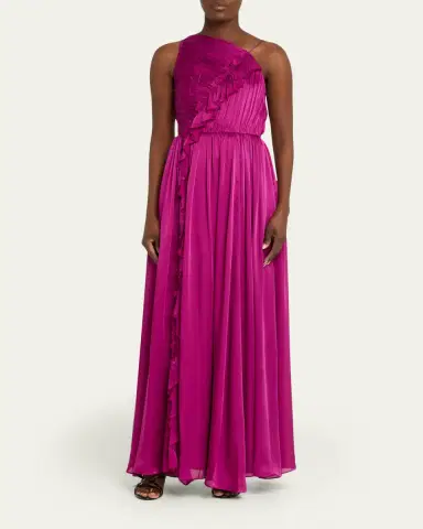 Ulla Johnson Aisha Asymmetric Silk Chiffon Gown | Thumbnail 2 Ulla Johnson Aisha Asymmetric Silk Chiffon Gown | Thumbnail 2