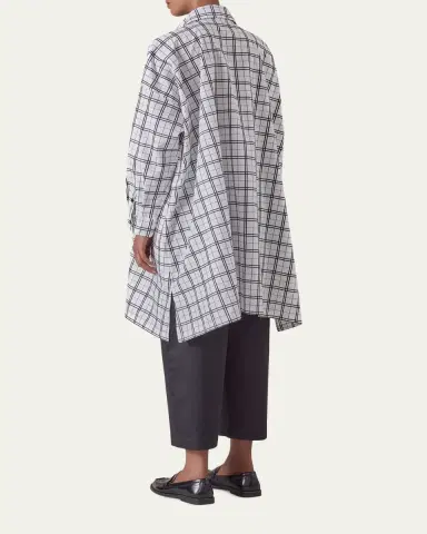 Eskandar Wide Trapeze Plaid-Print Cotton Shirt | Thumbnail 3 Eskandar Wide Trapeze Plaid-Print Cotton Shirt | Thumbnail 3