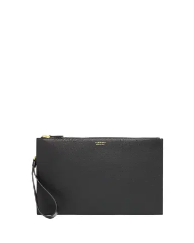 Tom Ford Men's Leather Flat Pouch with Strap | Thumbnail 1 Tom Ford Men's Leather Flat Pouch with Strap | Thumbnail 1