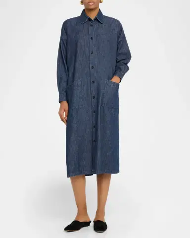 Eskandar Angle To Front Side Seam Shirt Dress With Collar | Thumbnail 8 Eskandar Angle To Front Side Seam Shirt Dress With Collar | Thumbnail 8