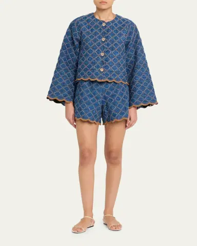 Cara Cara Violet Quilted Denim Shorts | Thumbnail 2 Cara Cara Violet Quilted Denim Shorts | Thumbnail 2