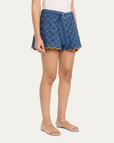 Cara Cara Violet Quilted Denim Shorts | Thumbnail 4 Cara Cara Violet Quilted Denim Shorts | Thumbnail 4