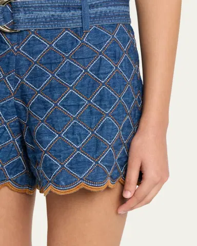 Cara Cara Violet Quilted Denim Shorts | Thumbnail 5 Cara Cara Violet Quilted Denim Shorts | Thumbnail 5