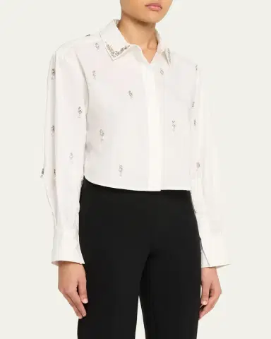 SIMKHAI Renata Embellished Cropped Shirt | Thumbnail 4 SIMKHAI Renata Embellished Cropped Shirt | Thumbnail 4