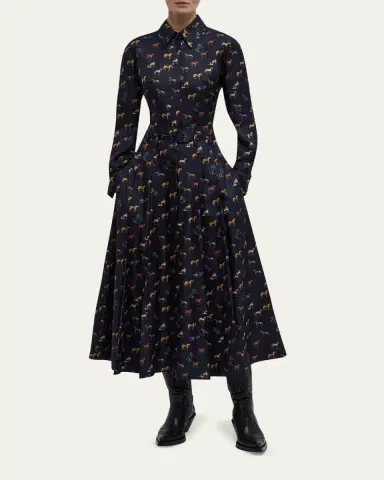 Gabriela Hearst Galway Horse-Print Silk Belted Maxi Shirtdress | Thumbnail 2 Gabriela Hearst Galway Horse-Print Silk Belted Maxi Shirtdress | Thumbnail 2