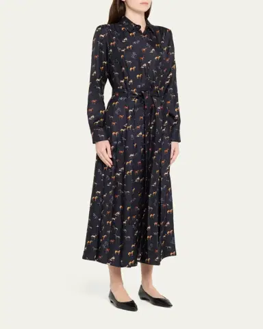 Gabriela Hearst Galway Horse-Print Silk Belted Maxi Shirtdress | Thumbnail 4 Gabriela Hearst Galway Horse-Print Silk Belted Maxi Shirtdress | Thumbnail 4