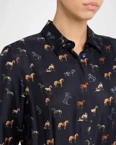 Gabriela Hearst Galway Horse-Print Silk Belted Maxi Shirtdress | Thumbnail 9 Gabriela Hearst Galway Horse-Print Silk Belted Maxi Shirtdress | Thumbnail 9