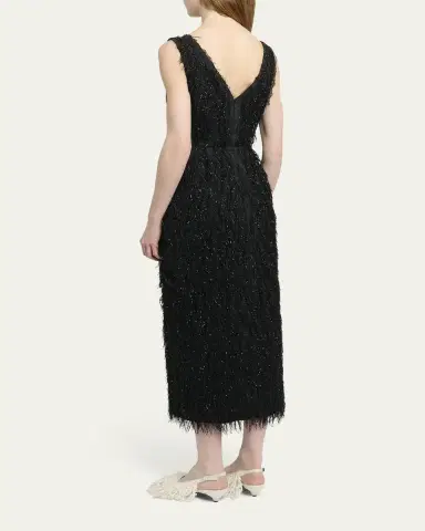 Erdem Metallic Fringe Sleeveless Ankle Dress | Thumbnail 3 Erdem Metallic Fringe Sleeveless Ankle Dress | Thumbnail 3